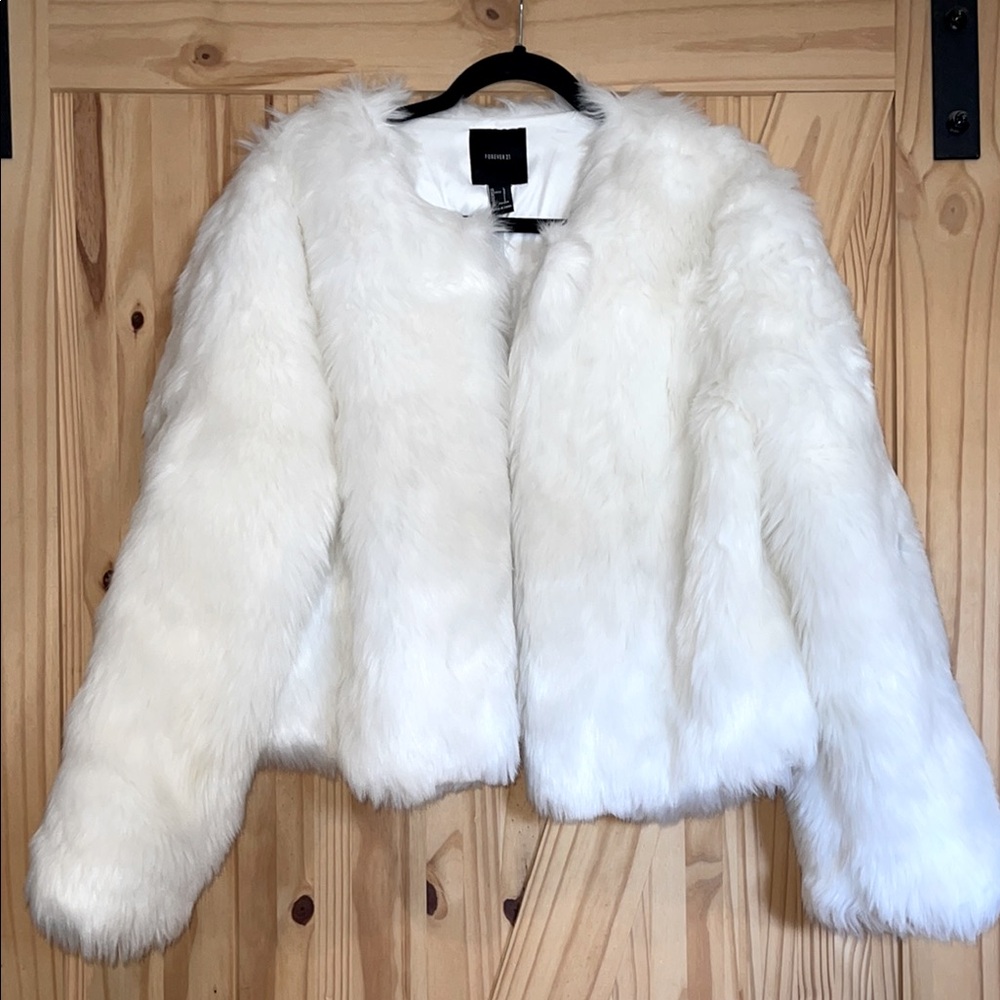 Faux Fur White Coat